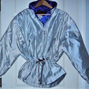 Descente Ski Jacket Woman Sz 12 SILVER Made Japan Excellent Condition